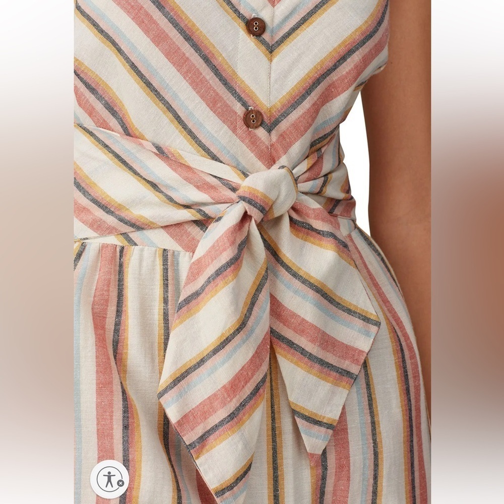 Saylor Ilhan Chevron Striped Tie Waist Button Front Jumpsuit Multicolor Sz M - Picture 2 of 14